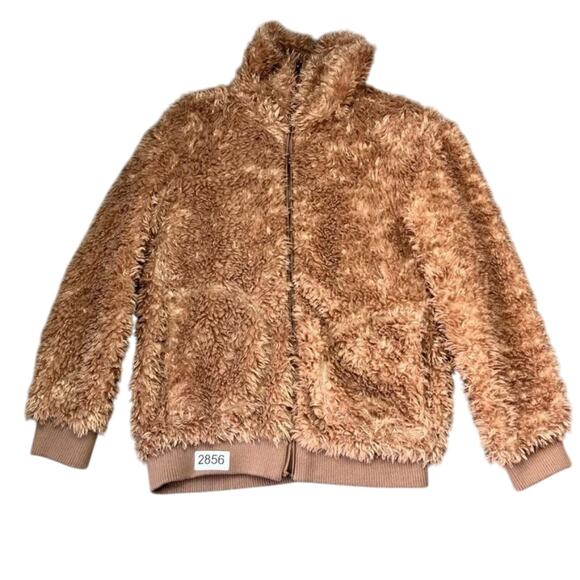 BB Dakota Jacket Womens Small Brown Side Pockets Fluffy Teddy Bear Zip Up Cozy - Picture 2 of 12